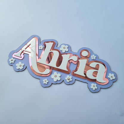 3 LAYER NAME PLAQUES WITH FLOWER