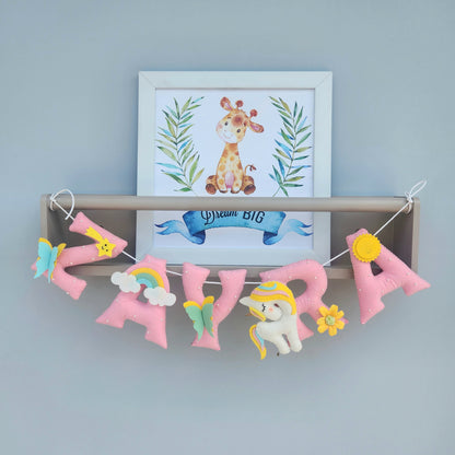 UNICORN THEME FELT NAME GARLAND