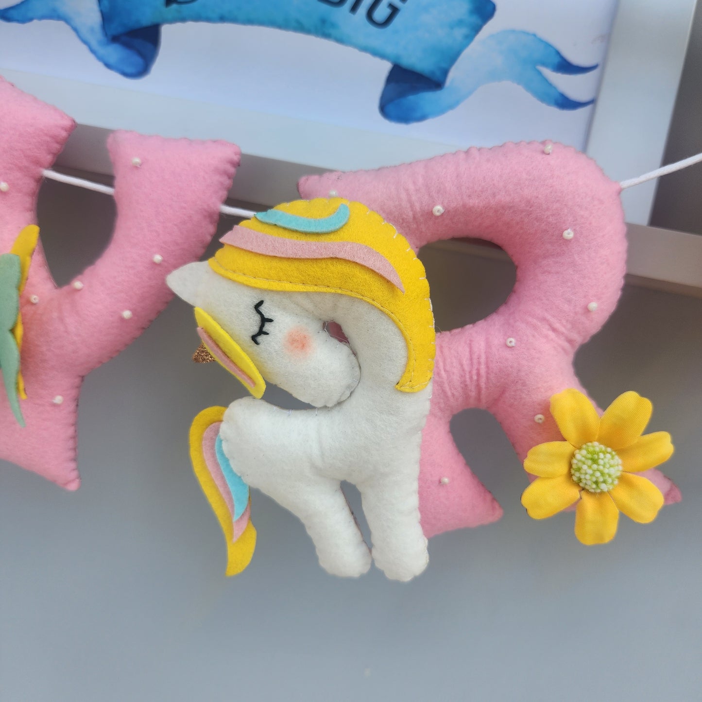 UNICORN THEME FELT NAME GARLAND