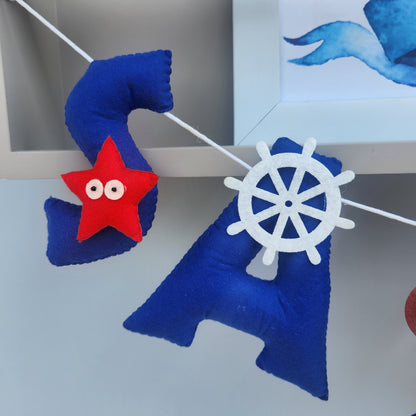 NAUTICAL THEME FELT NAME GARLAND