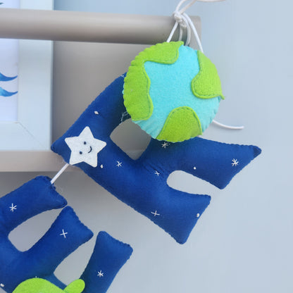 SPACE THEME FELT NAME GARLAND