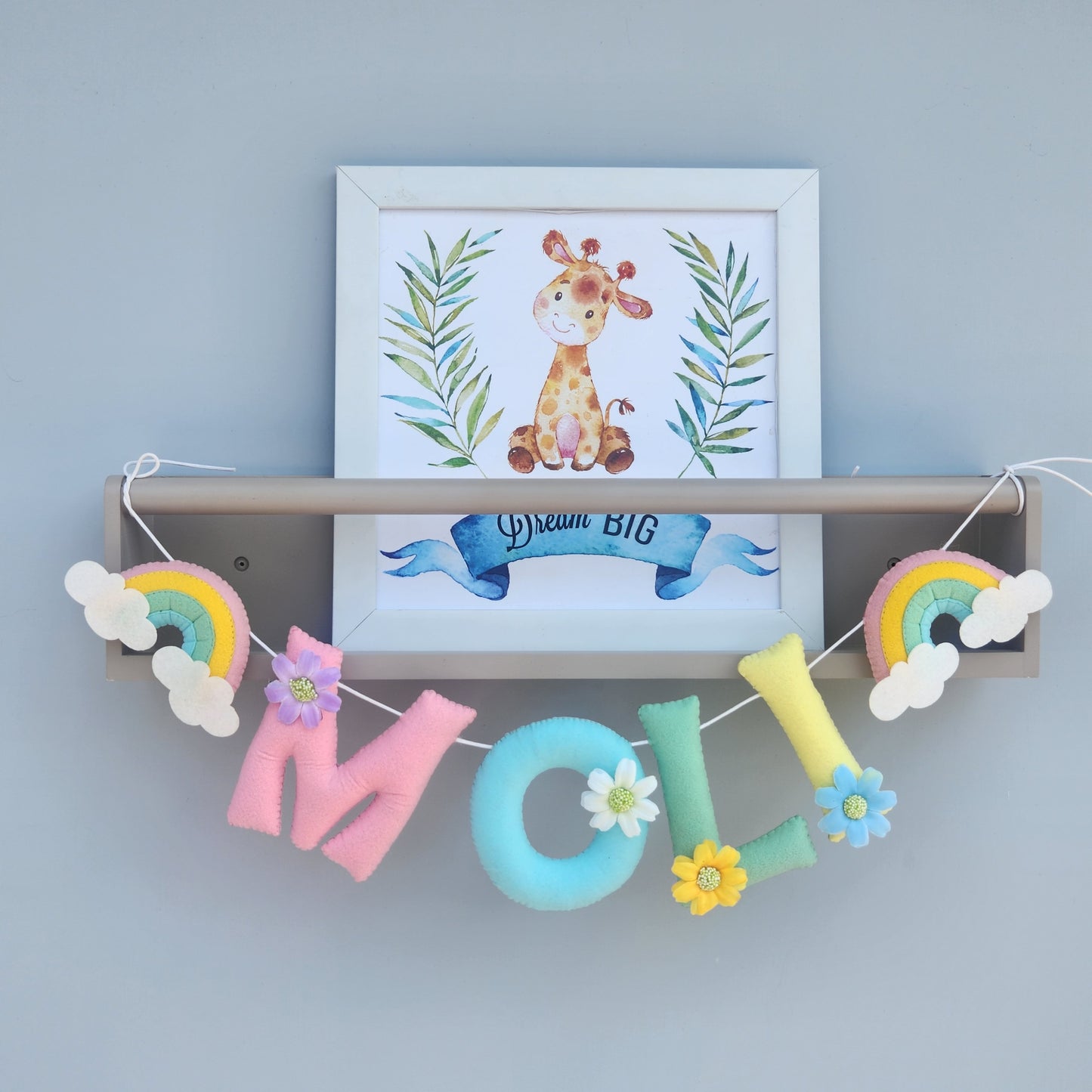 COLORFUL THEME FELT NAME GARLAND WITH RAINBOW