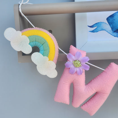 COLORFUL THEME FELT NAME GARLAND WITH RAINBOW