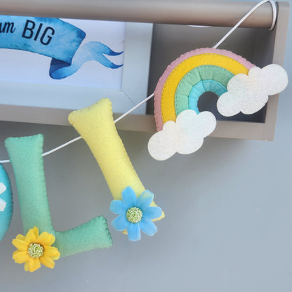 COLORFUL THEME FELT NAME GARLAND WITH RAINBOW