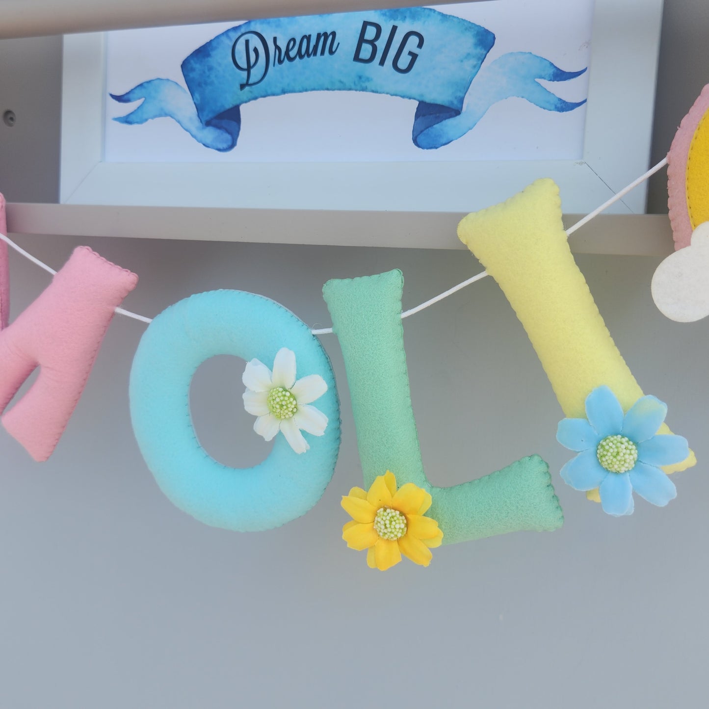 COLORFUL THEME FELT NAME GARLAND WITH RAINBOW