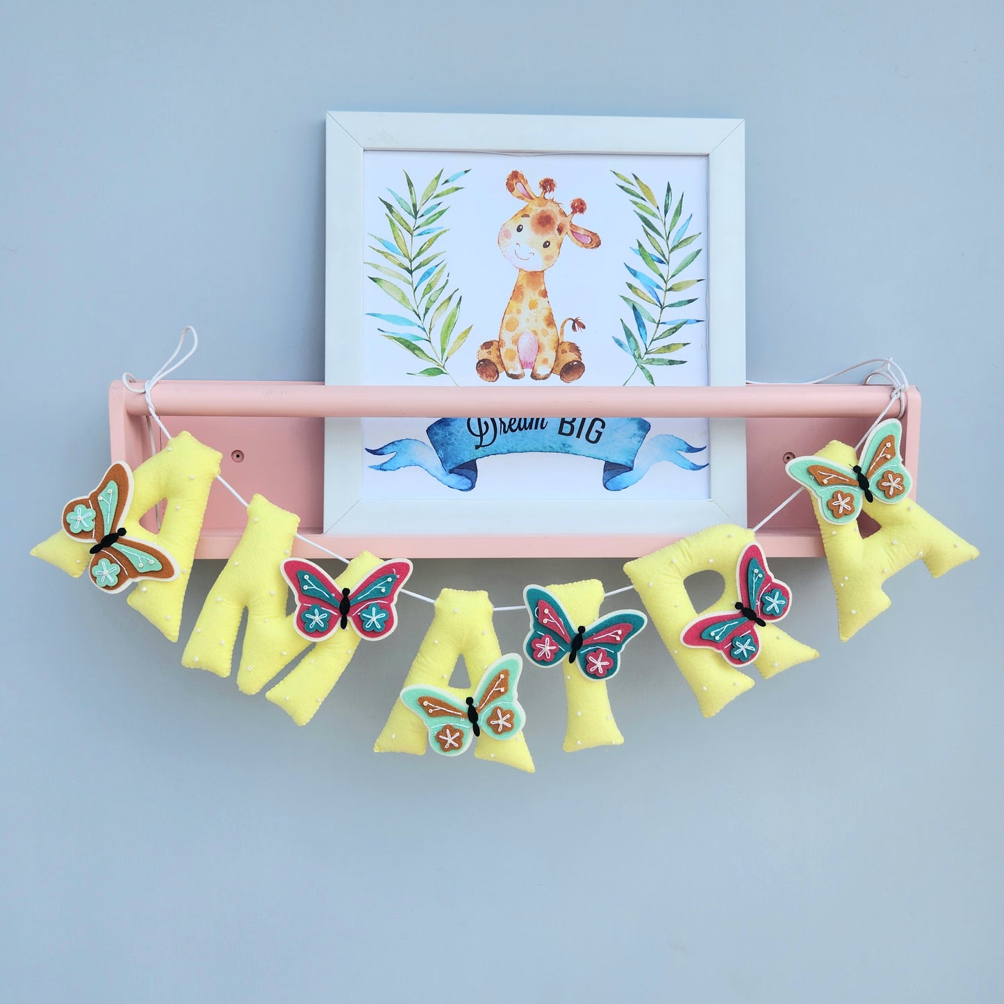 BUTTERFLY THEME FELT NAME GARLAND