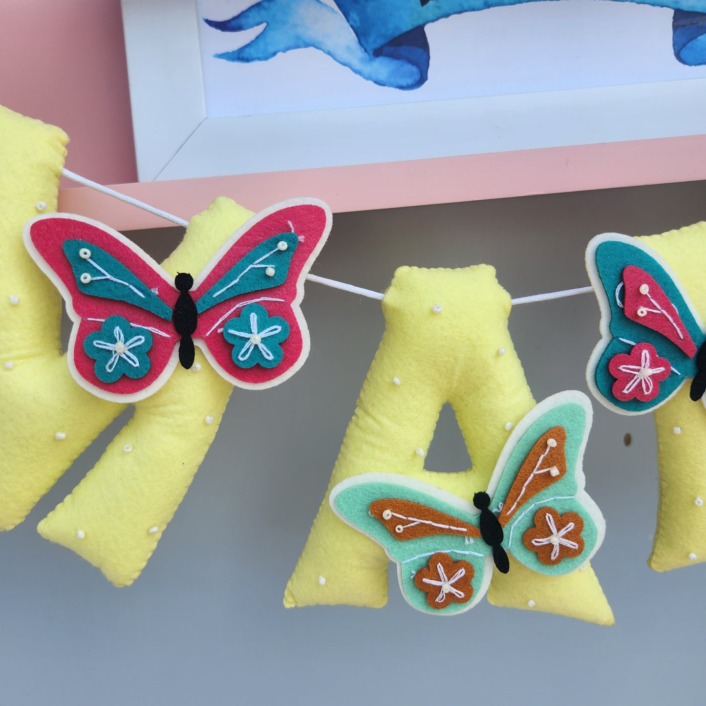 BUTTERFLY THEME FELT NAME GARLAND