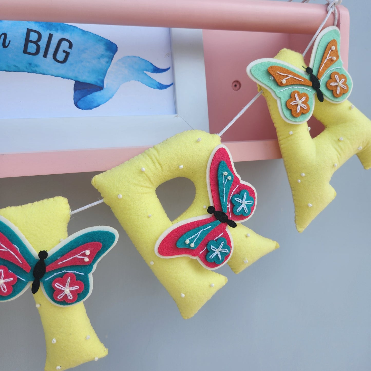 BUTTERFLY THEME FELT NAME GARLAND