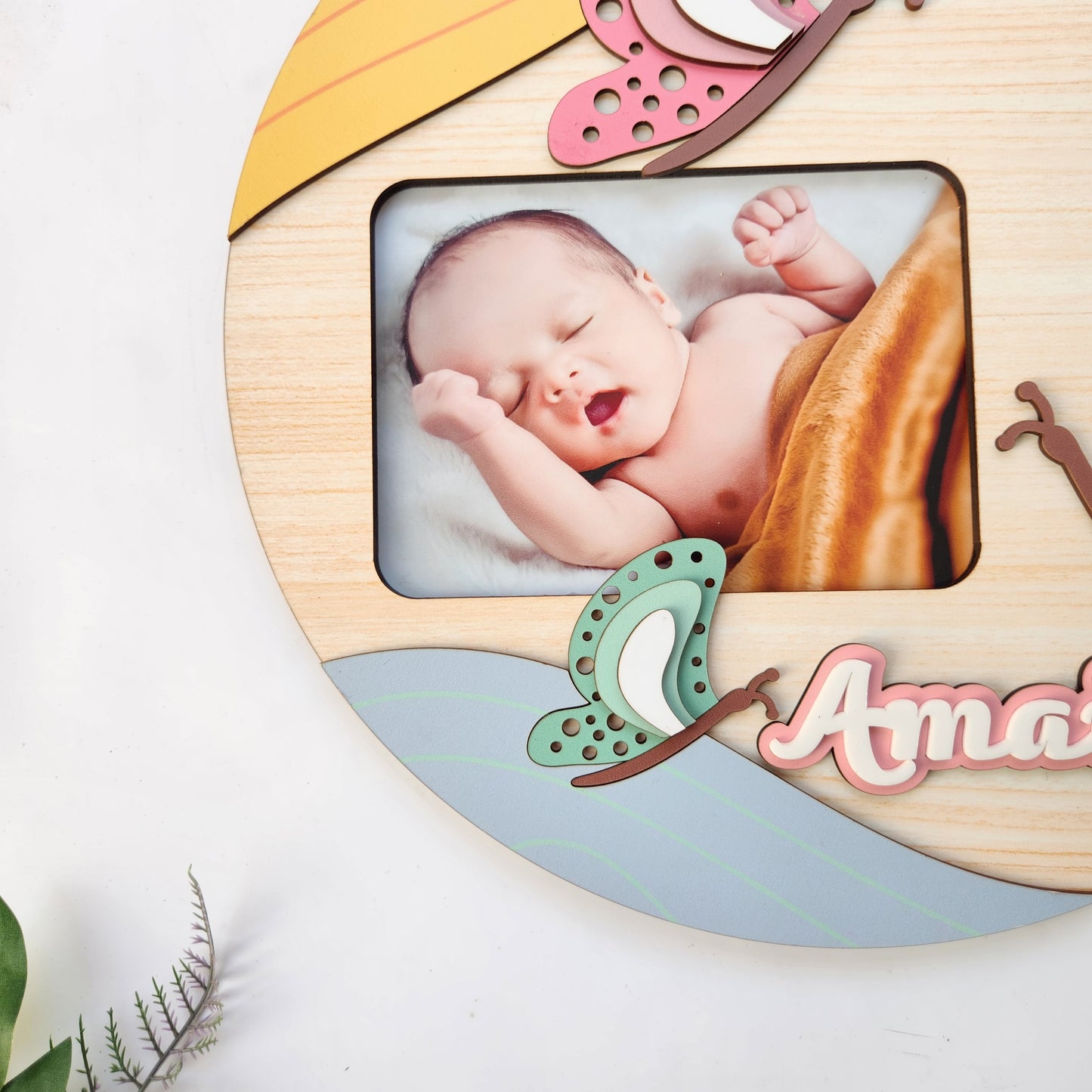 BUTTERFLY THEME NAME SIGN WITH PHOTO