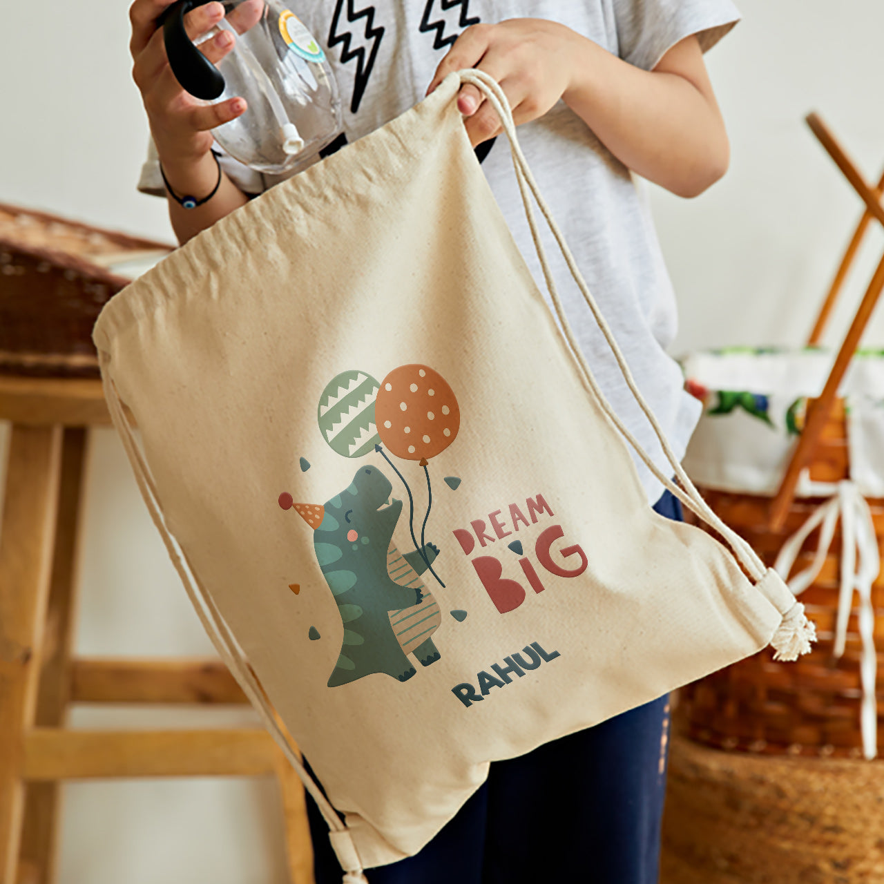 Custom Drawstring Bag LAND FOR KIDS